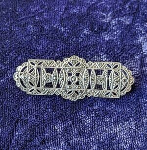 Vintage 925 Sterling Silver Victorian Bar Brooch Pin